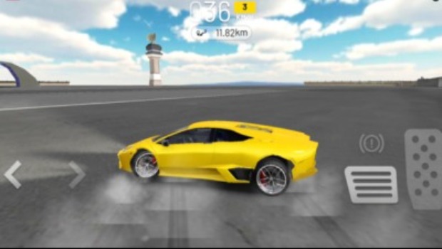 yellow car mid-drift